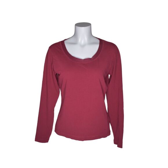 Patagonia Scoop Neck Long Sleeve Tee Burgundy Fitted Casual Womens Medium - Picture 1 of 6